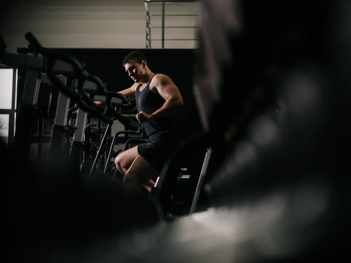 Athlete training in a gym