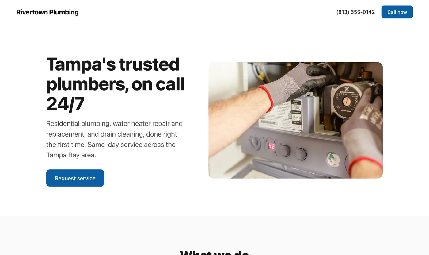Illustrative roofing site homepage